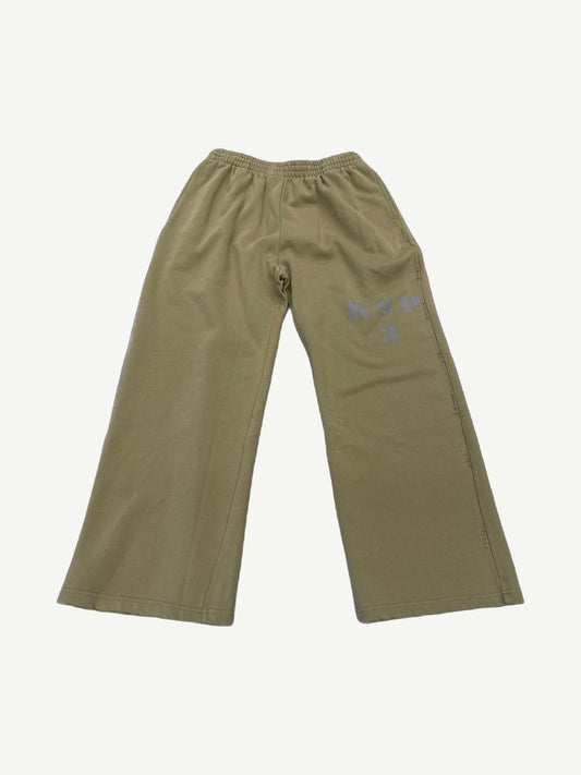 GV Gallery Raspberry Hills olive wide-leg sweatpants with RSP 3 stencil print and elastic waistband
