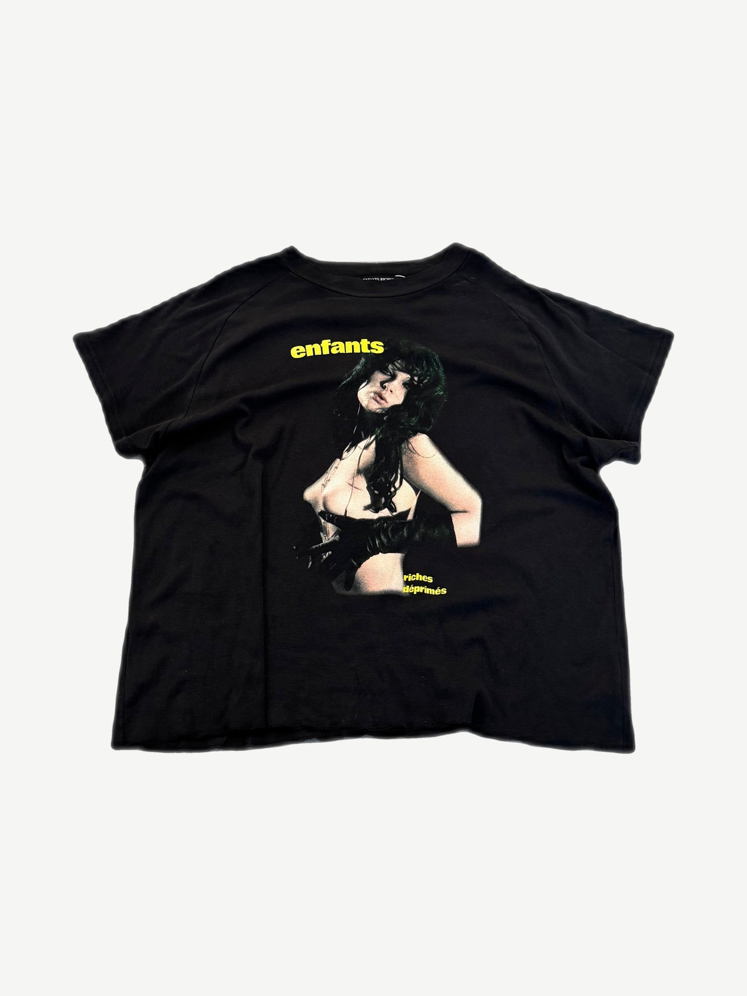 Enfants Riches Deprimes Slave Girl raglan tee in white with black sleeves and hand-painted ERD graphic.