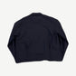 Miu Miu navy pinstripe blouson back, clean tailored silhouette with elasticated hem and button cuff details.