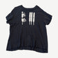 Enfants Riches Deprimes ERD raglan baby tee in faded black with portrait and tribal flag screen-print graphic