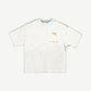 Kapital Bone 2 Tone pocket tee front view in cream with blue Country tag and chest pocket detail.