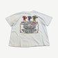 Back of vintage Lollapalooza festival tour tee with tour date listings and tonal logo print on cotton.