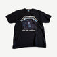 Vintage Metallica Ride the Lightning black tee front with chrome logo and electric chair album art