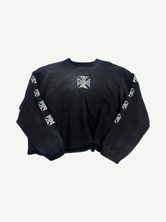 HMDD Choppers black longsleeve front with Iron Cross chest logo and chopper biker graphic