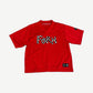 Chrome Hearts Matty Boy red mesh jersey front with checkered FORM appliqué across chest and patch labels