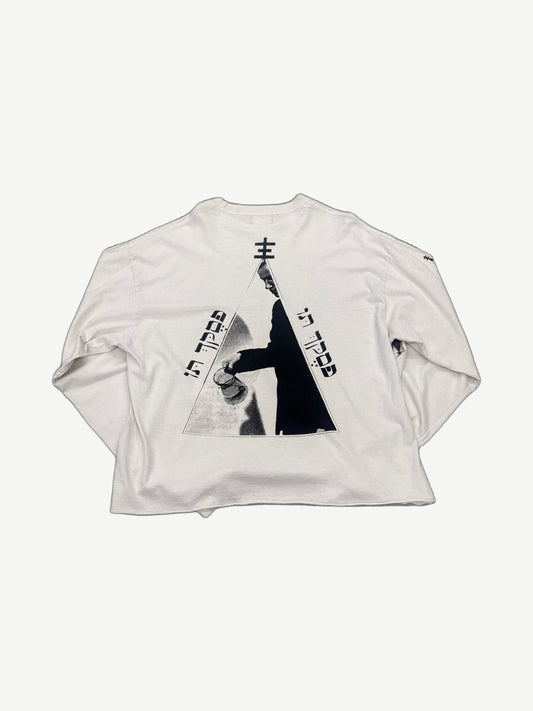 Enfants Riches Deprimes Neoism longsleeve back view in white showing relaxed boxy fit and clean back.