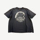 Vintage Harley Davidson faded black tee front with eagle head graphic over bar and shield motorcycles logo