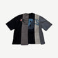 Bottega Desires Ransom tee back with Champion logo and large blue letter B reconstructed paneled body