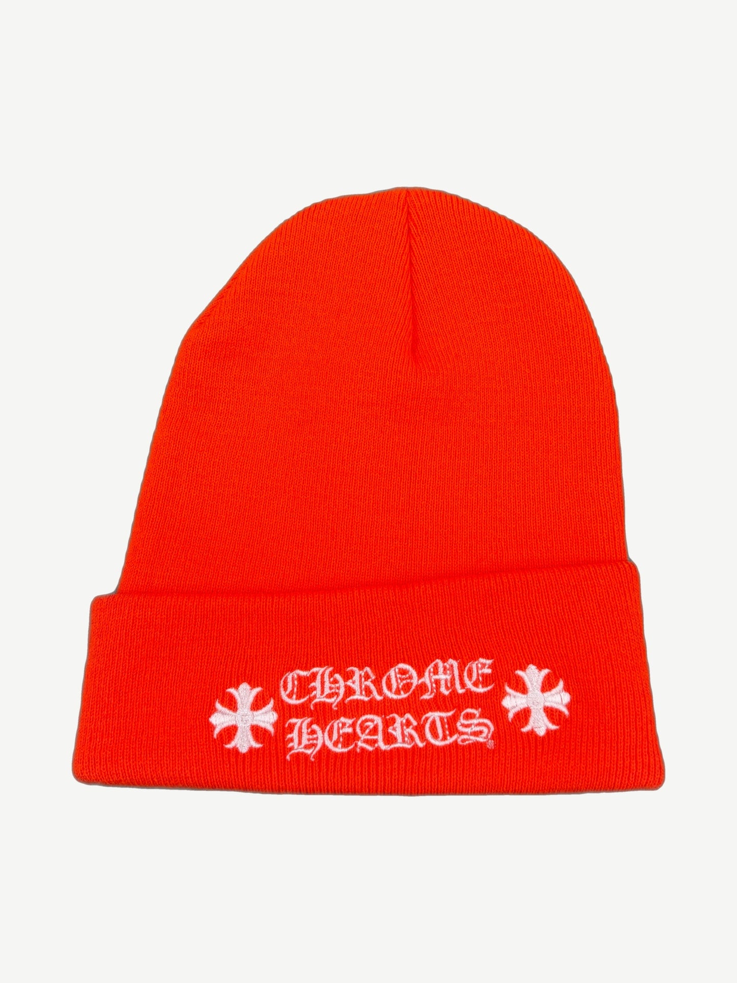 Chrome Hearts Orange White Embroidered Logo Beanie