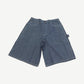 GV Gallery Raspberry Hills hickory pinstripe carpenter shorts front, navy and white stripes with side hammer loop.
