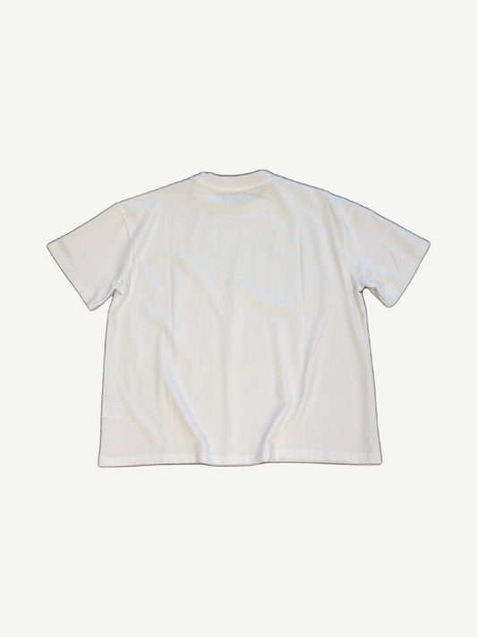 Bottega Desires plain white cotton tee back view with crew neck and short sleeves