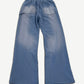 Back view of HMDD light blue washed sweatpants with twin patch pockets and faded sun-bleached finish