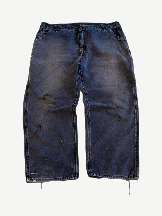 Vintage Carhartt faded blue double knee carpenter pants with hammer loop and utility pockets