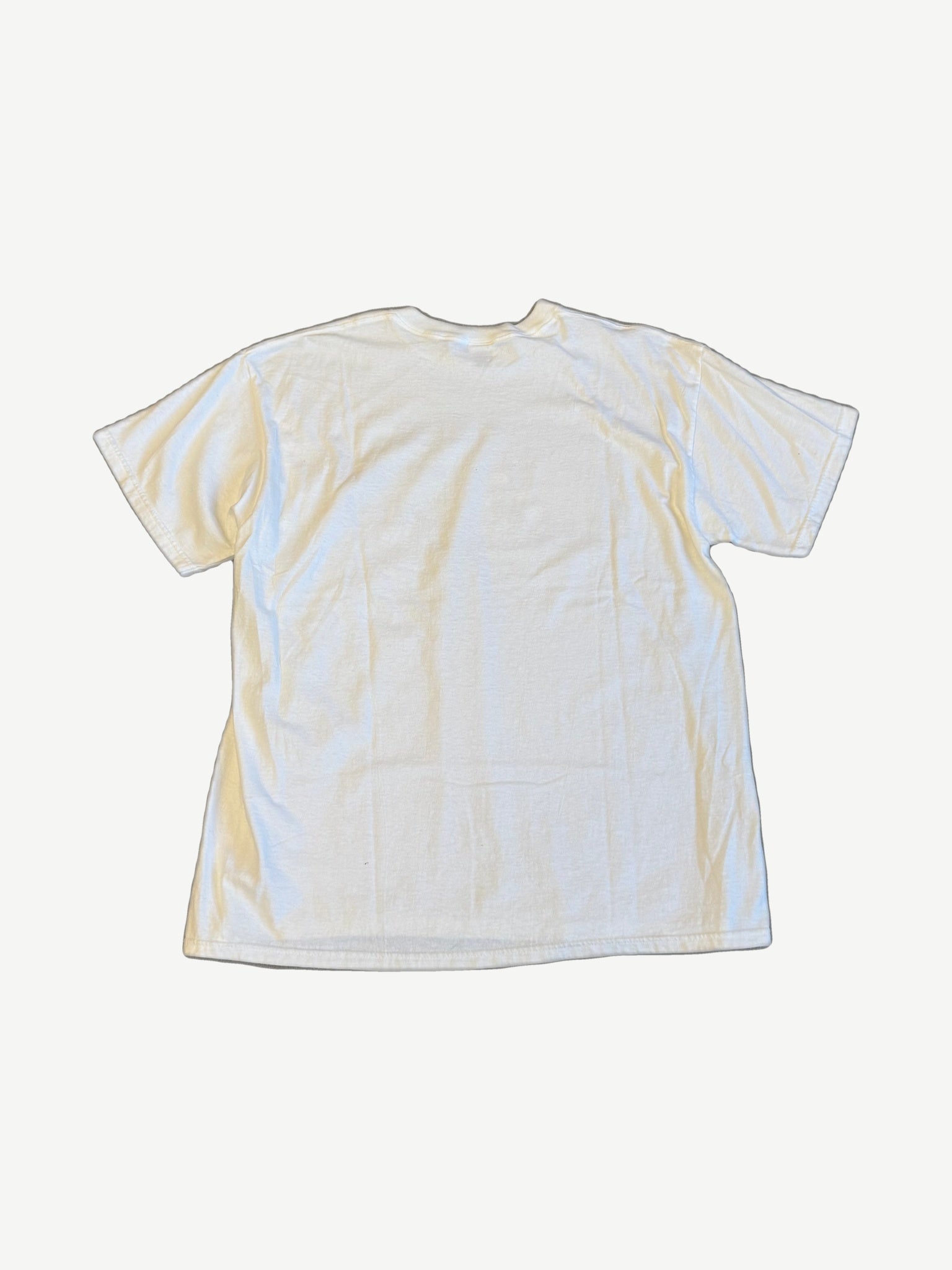 Vintage I Don't Dial 911 white cotton tee back view showing plain unprinted reverse side