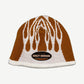 Vintage Harley Davidson knit beanie with orange and white flame pattern and bar and shield patch