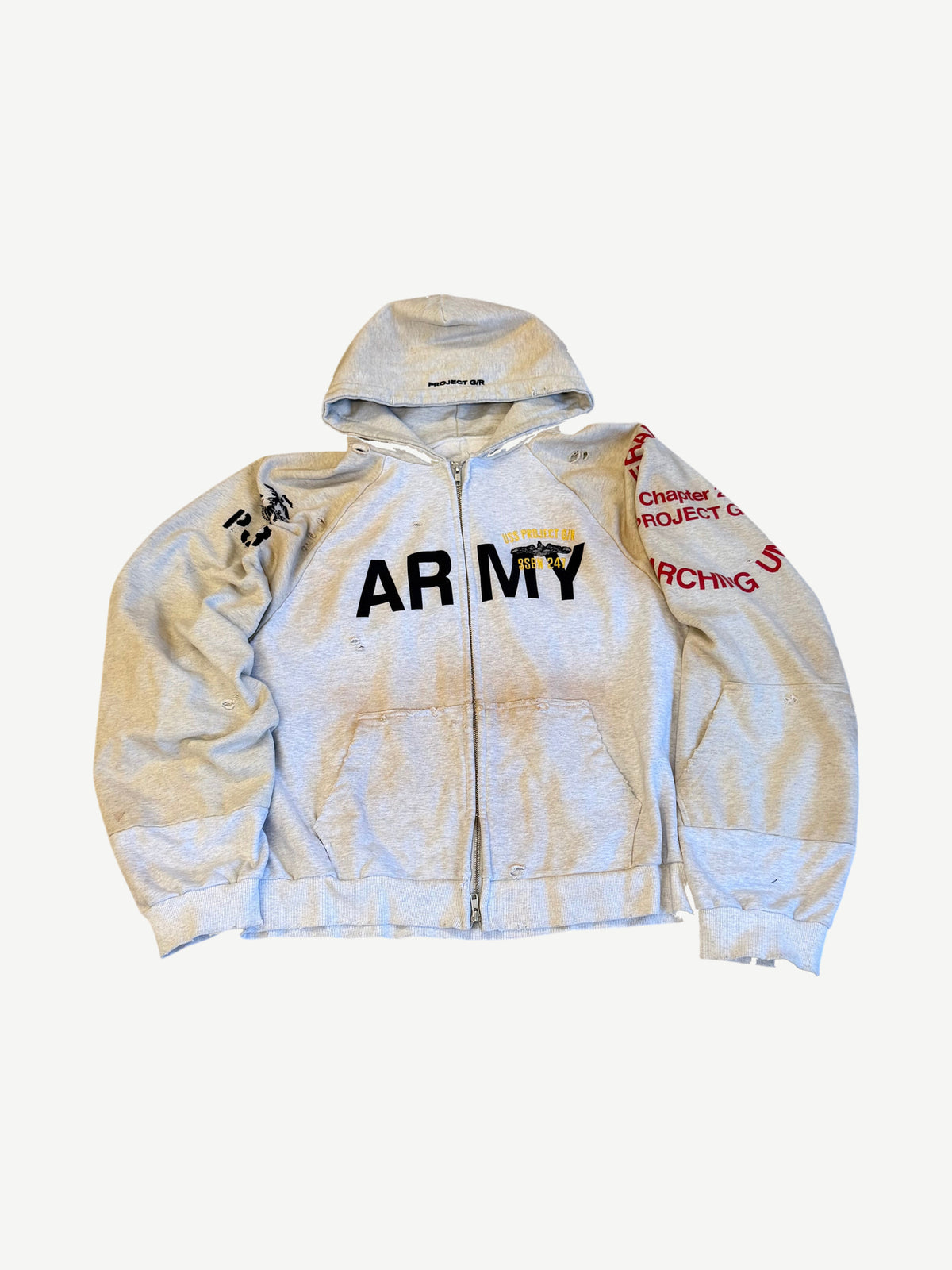 Project GR Reconstructed Gray Army Folded Zipup