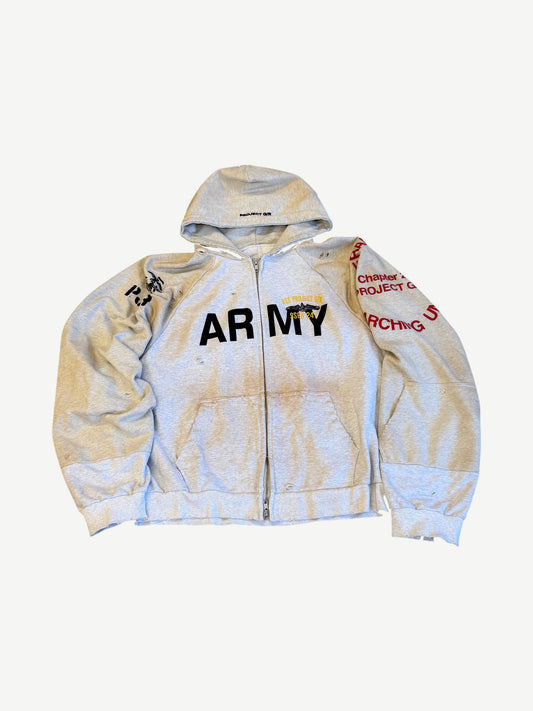 Project GR Reconstructed Gray Army Folded Zipup