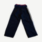 Protocol Index black 3-layered track pants back view with white side stripes and burgundy waist