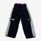Protocol Index black 3-layered track pants with white triple side stripes and burgundy waistband