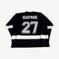 Readymade black hockey jersey back with READYMADE nameplate and large number 27 patch