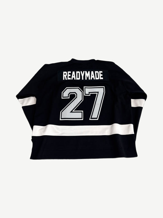 Readymade black hockey jersey back with READYMADE nameplate and large number 27 patch