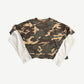 Rhude camo double layered longsleeve with woodland print body and contrast cream knit thermal sleeves.