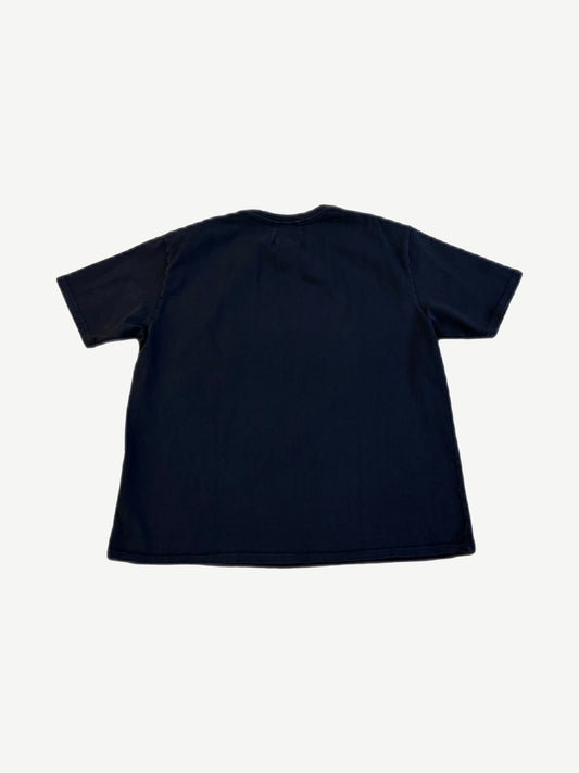 Rhude Black Caviar navy tee, back view showing plain dark body and short sleeves on cotton