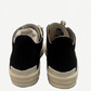 Rick Owens DRKSHDW Concordians sneakers heel view showing black canvas upper and stacked cream rubber sole