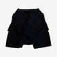 Rick Owens DRKSHDW Creatch cargo shorts back view in black with twin back flap pockets and elastic waist.