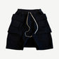 Rick Owens DRKSHDW Creatch cargo pod shorts in black cotton with oversized stacked flap pockets and drawstring.