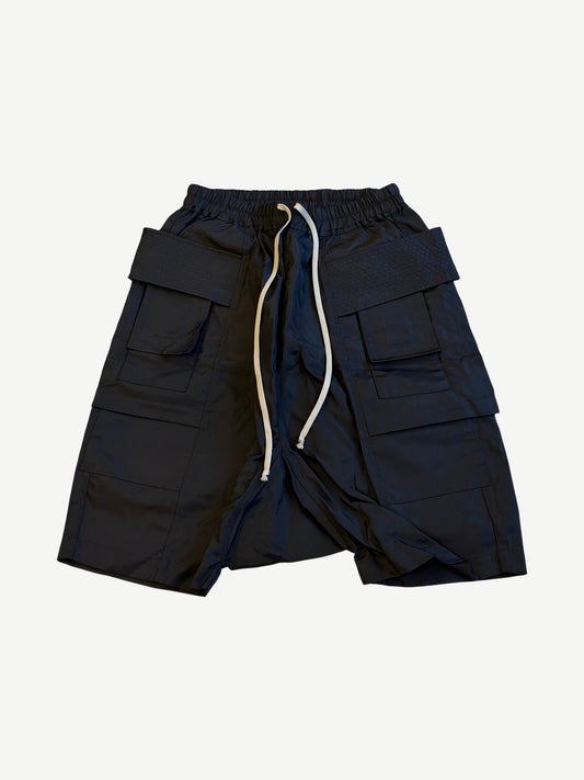 Rick Owens DRKSHDW Black Nylon Creatch Cargo Shorts