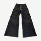 Rick Owens DRKSHDW Black Wax Double Cargo Jumbo Bela Pants