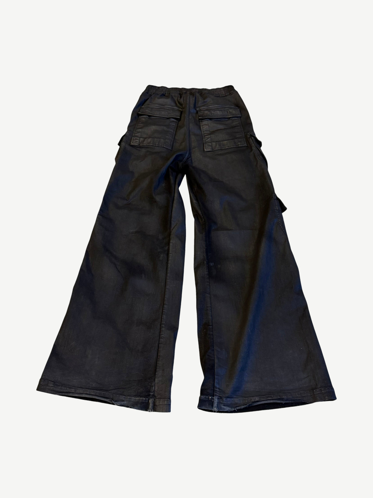 Rick Owens DRKSHDW Black Wax Double Cargo Jumbo Bela Pants