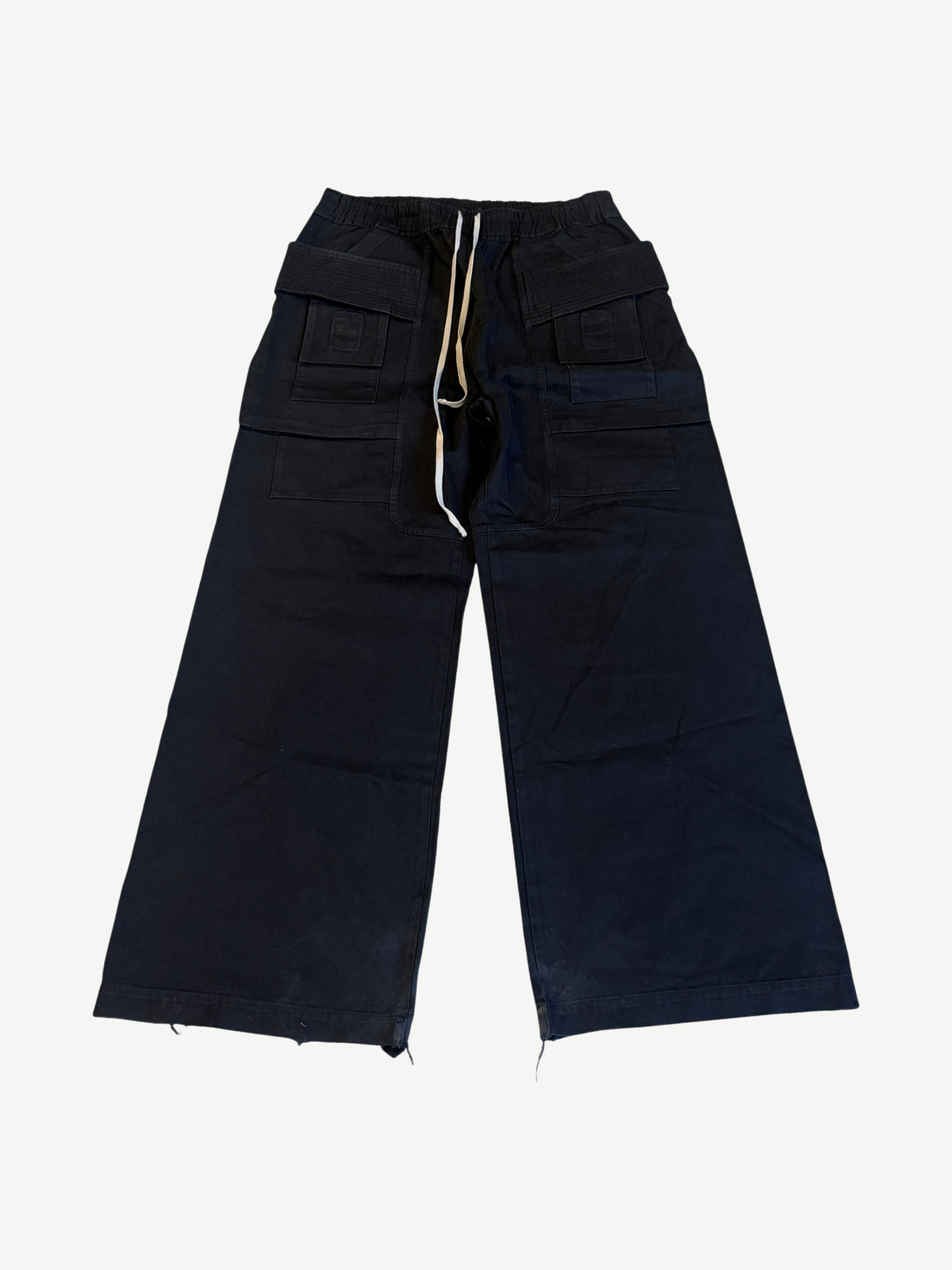 Rick Owens DRKSHDW Black Wide Leg Canvas Creatch Cargo Pants