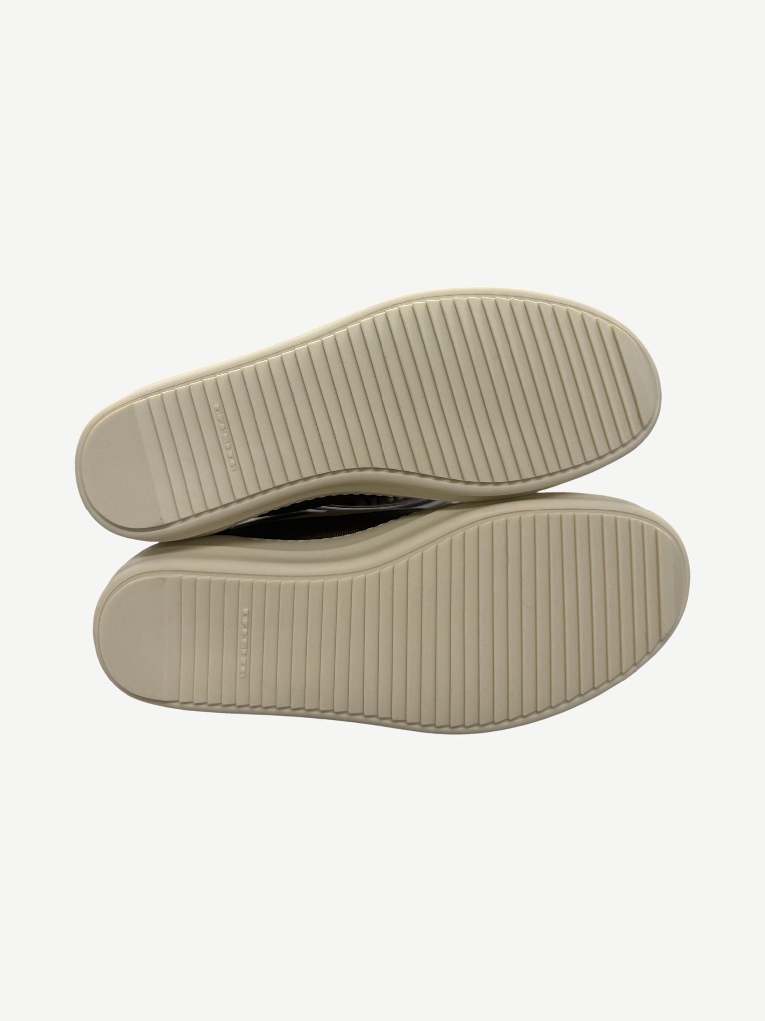 Rick Owens DRKSHDW Dark Dust sneakers back heel view showing weathered washed canvas finish