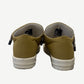 Rick Owens DRKSHDW mustard puffer low sneaker rear heel view with quilted padding and vulcanized sole