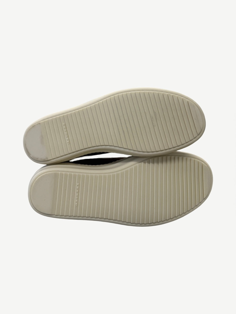 Rick Owens DRKSHDW Vintage sneakers cream rubber outsoles with ribbed tread pattern shown from below