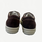 Rick Owens DRKSHDW Vintage sneakers heel view in dark brown suede with cream rubber midsole and heel detail