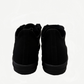 Rick Owens DRKSHDW triple black sneakers rear view showing canvas heel and black rubber midsole
