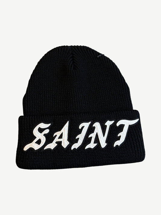 Saint Michael Black Logo-Applique Beanie