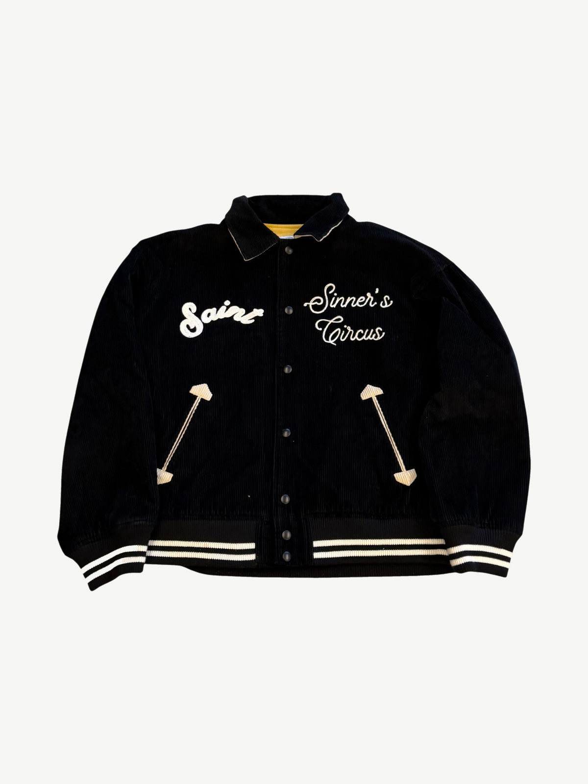 Saint Michael Black Sinner's Circus Embroidered Corduroy Jacket
