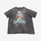 Saint Michael Celebrity tee back view, faded black short sleeve with tonal stitching
