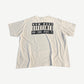 Saint Michael Denim Tears Live Crew tee back in cream cotton with stark printed text and soft worn finish