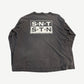 Saint Michael gray long sleeve tee back view, plain heather grey body with relaxed boxy fit and ribbed hem.