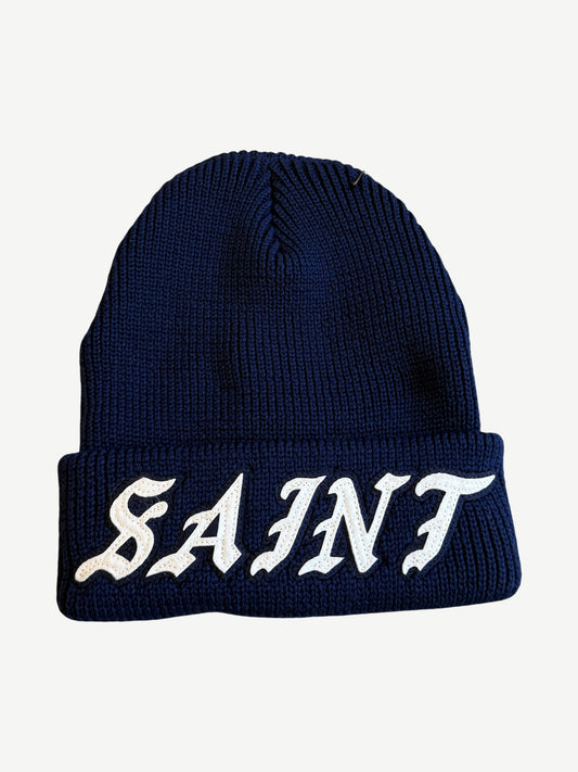 Saint Michael Navy Logo-Applique Beanie