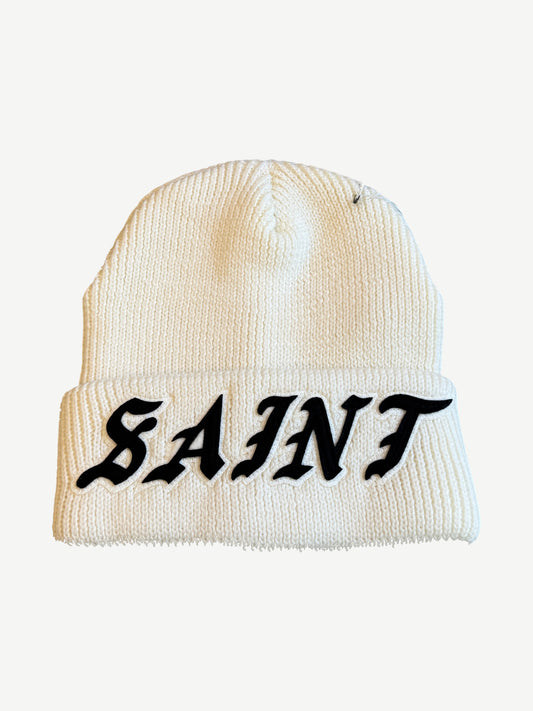 Saint Michael White Logo-Applique Beanie