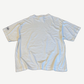 Saint Michael white rainbow logo tee back view showing blank white cotton with sleeve detail