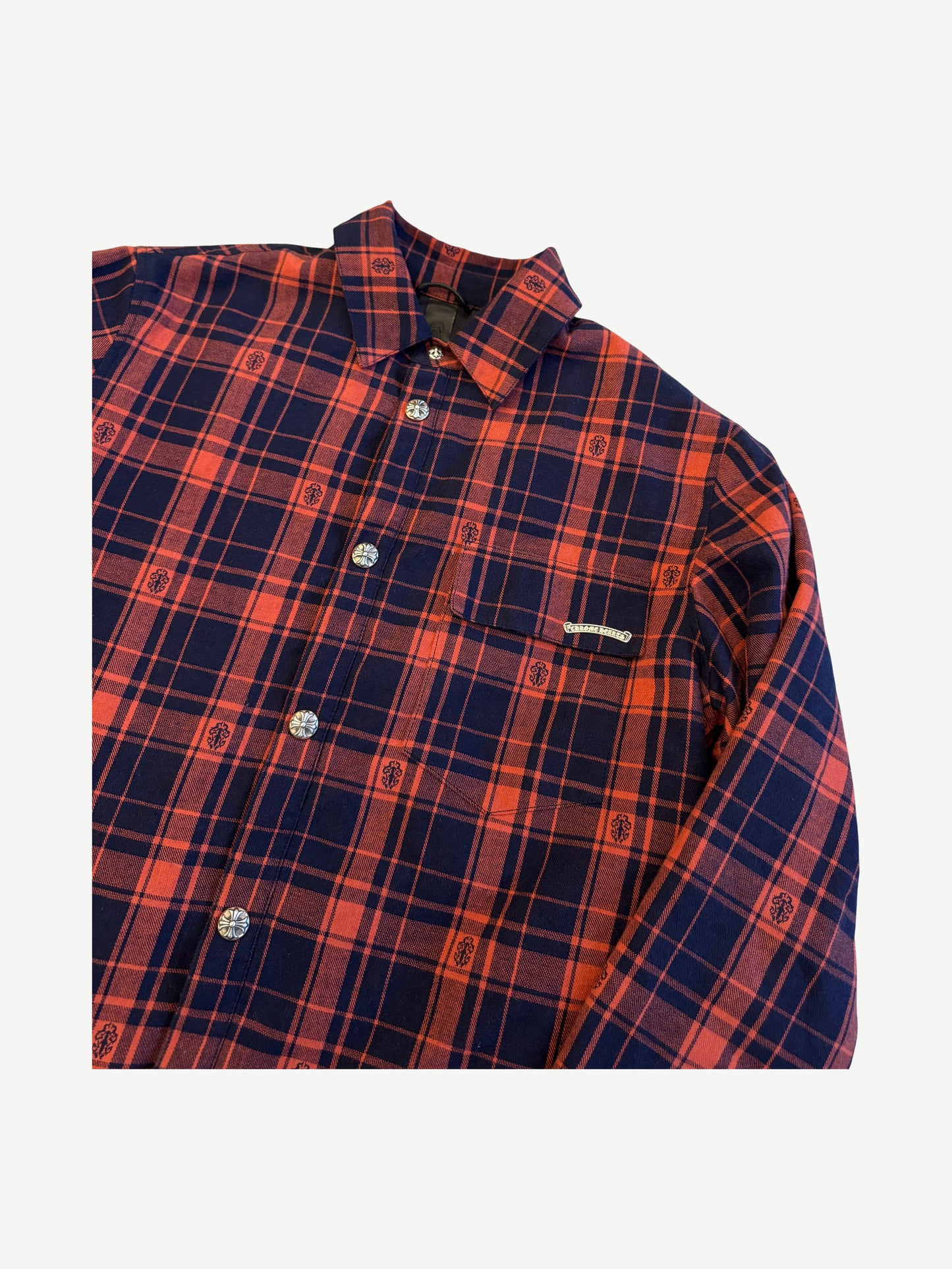 Sample Chrome Hearts Red Blue Dagger Plaid Padded Flannel