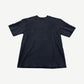 Satoshi Nakamoto black moto tee front with tonal embossed padded shoulder and chest panels.