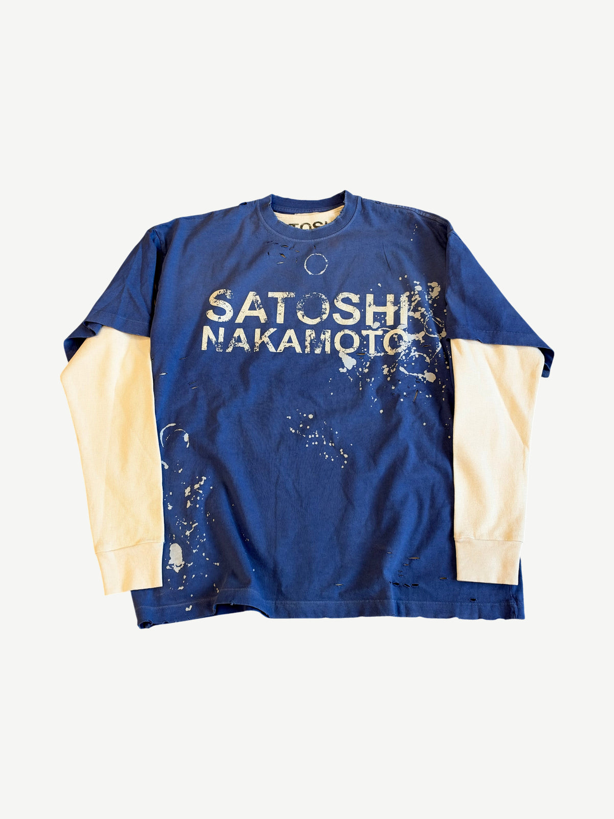Satoshi Nakamoto Blue Bleached Luke Thermal Longsleeve